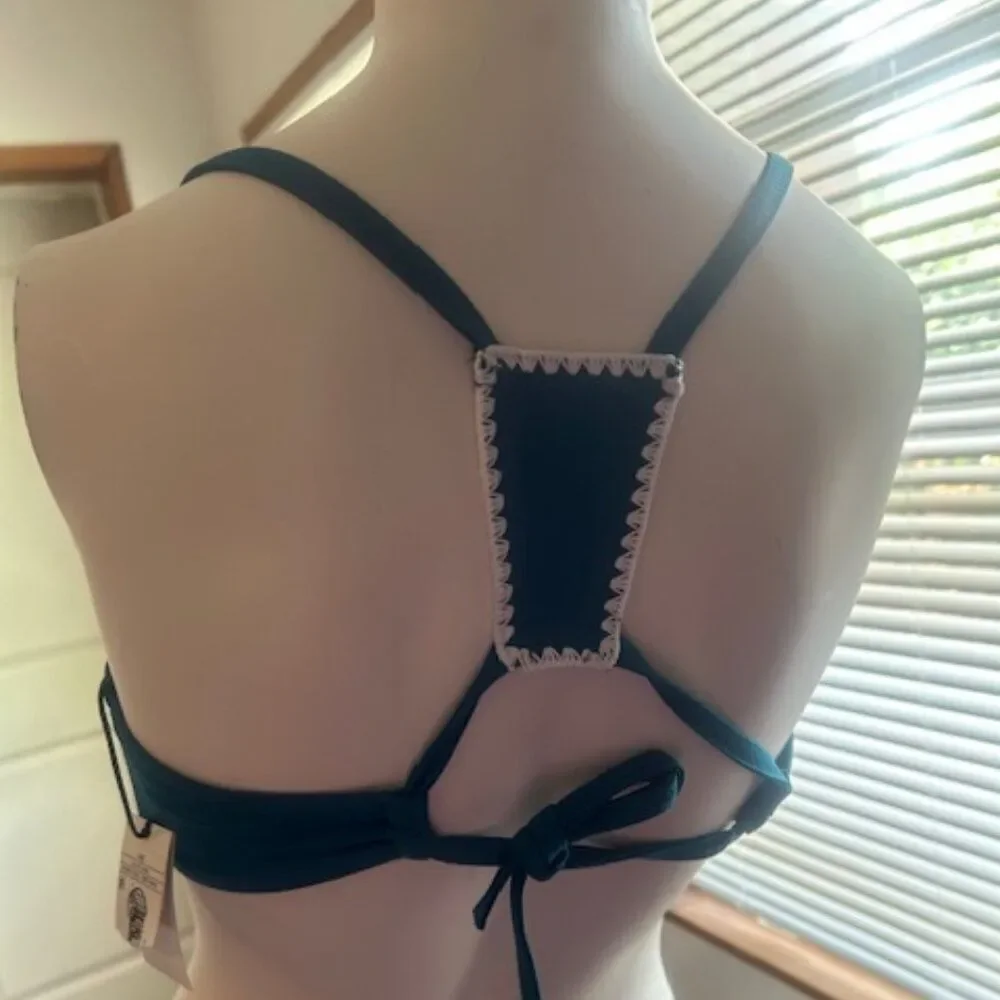 Shade & Shore Rainforest Teal Racerback Halter Bikini top, size 38C
